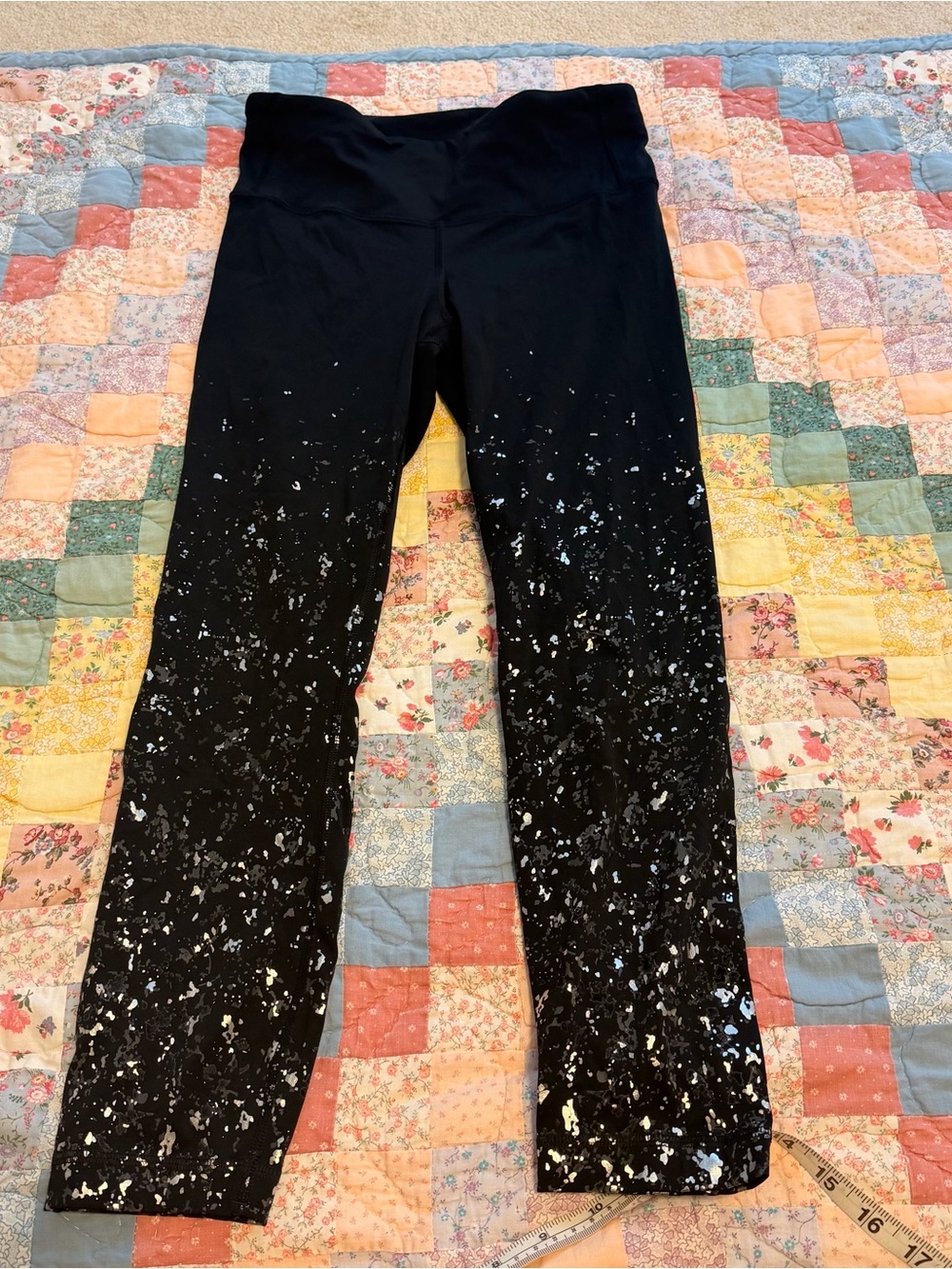 lululemon athletica Black Leggings with White Splatter Detail